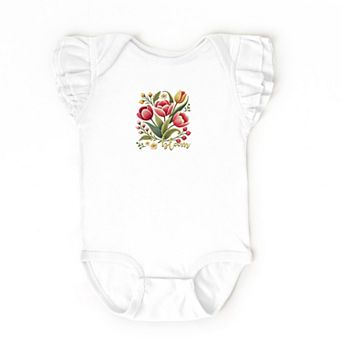 Bloom Tulips - Baby Flutter Sleeve Bodysuit