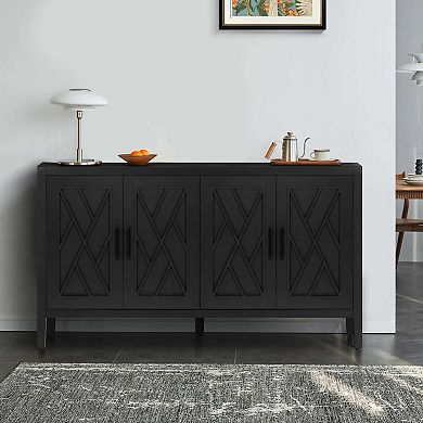 Merax 4 Door Wooden Storage Cabinet Console Table Sideboard