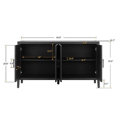 Merax 4 Door Wooden Storage Cabinet Console Table Sideboard