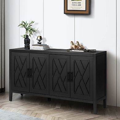Merax 4 Door Wooden Storage Cabinet Console Table Sideboard