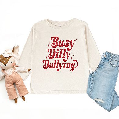 Busy Dilly Dallying Stars Distressed - Toddler Long Sleeve Graphic Tee