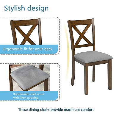 Merax Elegant 5-piece Wooden Dining Table Set with 4 Chairs