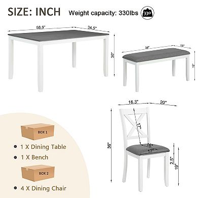 Merax 6-Piece Dining Table Set with Bench