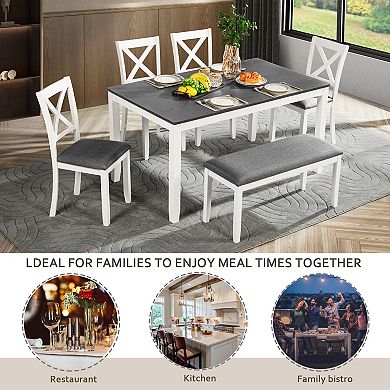 Merax 6-Piece Dining Table Set with Bench