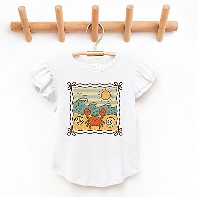 Crab Frame - Flutter Sleeve Graphic T-Shirt