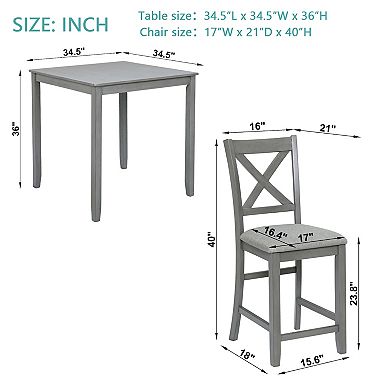 Merax 5-Piece Counter Height Solid Wood Dining Set