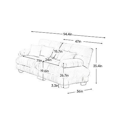 Merax Vintage Chenille Modular Sofa Round Bolster Armrests Cloud Like Seat Loveseats