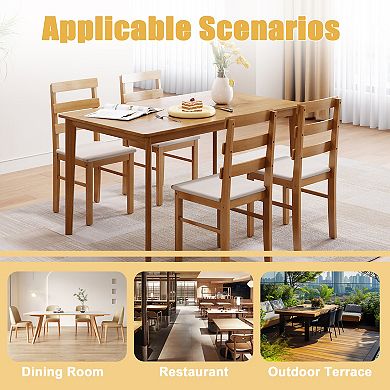Merax Solid Wood Dining Table And Chair Set 5 Pieces Dining Room Table And Chair Set