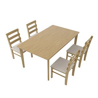 Merax Solid Wood Dining Table And Chair Set 5 pc Dining Room Table And Chair Set