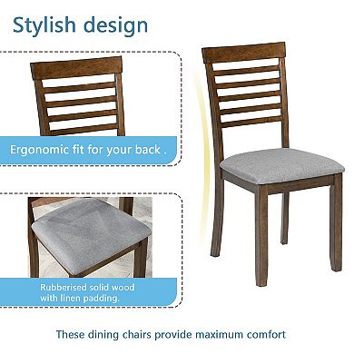 Merax 5 Piece Modern Dining Set, Rectangular Wooden Dining Table with 4 Upholstered Chairs