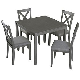 Merax Elegant 5 pc Wooden Dining Table Set with 4 Chairs
