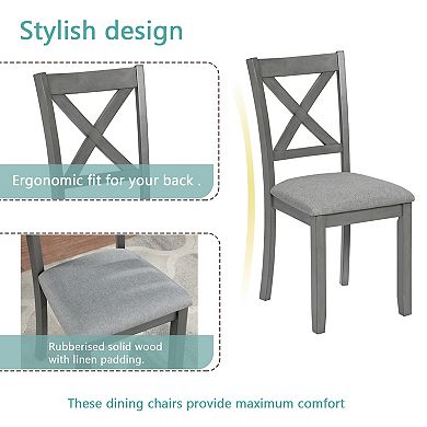 Merax Elegant 5-piece Wooden Dining Table Set with 4 Chairs