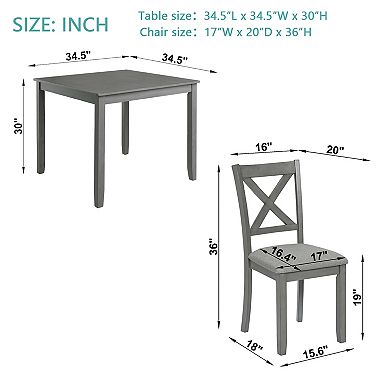 Merax Elegant 5-piece Wooden Dining Table Set with 4 Chairs