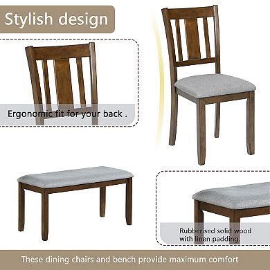 Merax 6-Piece Solid Wood Dining Table Set