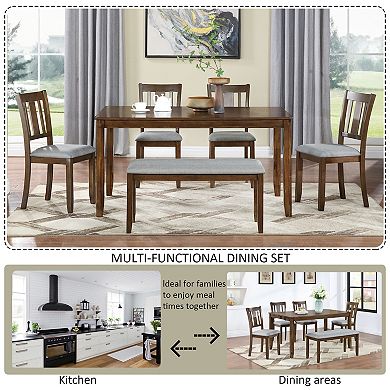 Merax 6-Piece Solid Wood Dining Table Set