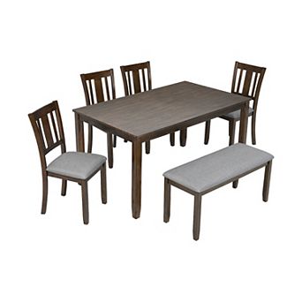 Merax 6 pc Solid Wood Dining Table Set