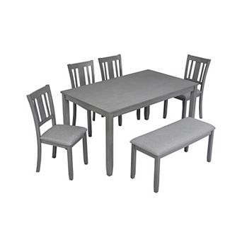 Merax 6 pc Solid Wood Dining Table Set