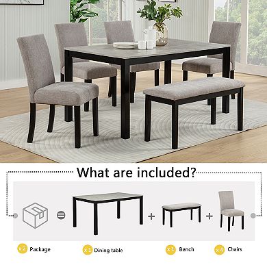Merax 6-Piece Dining Table Set with Bench