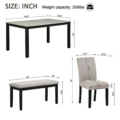 Merax 6-Piece Dining Table Set with Bench