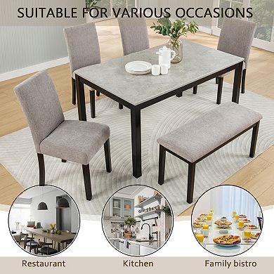 Merax 6-Piece Dining Table Set with Bench