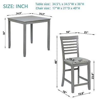 Merax 5-Piece Counter Height Solid Wood Dining Set