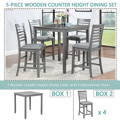 Merax 5-Piece Counter Height Solid Wood Dining Set