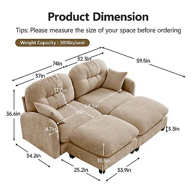 Merax Cloud Sectional Couches Premium Chenille Fabric Paired With Soft Throw Pillows Loveseats