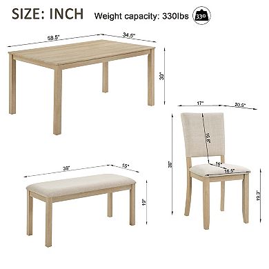 Merax 6 Piece Dining Table Set with Bench