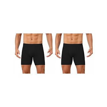 2 Packs Elastic Waistband Underwear for Men's Soft Breathable Mid-Waisted Solid Boxer Shorts