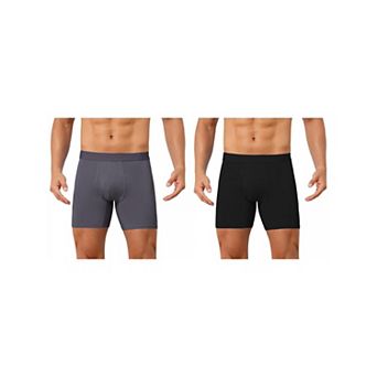 2 Packs Elastic Waistband Underwear for Men's Soft Breathable Mid-Waisted Solid Boxer Shorts