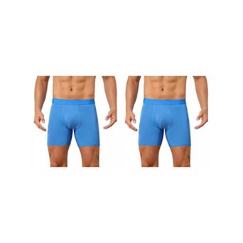 2 Packs Elastic Waistband Underwear for Men's Soft Breathable Mid-Waisted Solid Boxer Shorts