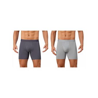 2 Packs Elastic Waistband Underwear for Men's Soft Breathable Mid-Waisted Solid Boxer Shorts