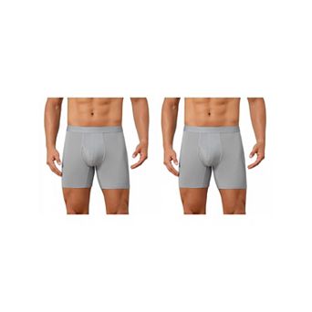 2 Packs Elastic Waistband Underwear for Men's Soft Breathable Mid-Waisted Solid Boxer Shorts