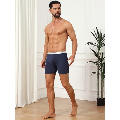 4 Packs Stretch Waistband Boxer Brief for Men's Comfortable Above Knee Solid Underwear