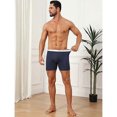 4 Packs Stretch Waistband Boxer Brief for Men's Comfortable Above Knee Solid Underwear