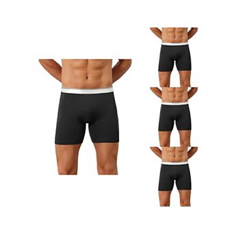 4 Packs Stretch Waistband Boxer Brief for Men's Comfortable Above Knee Solid Underwear