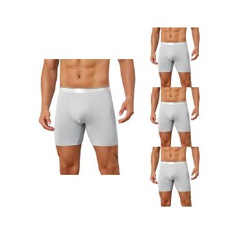 4 Packs Stretch Waistband Boxer Brief for Men's Comfortable Above Knee Solid Underwear