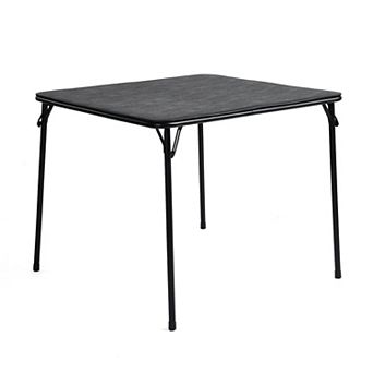 HomeRoots 34" Black Wood and Iron Folding Square Card Table