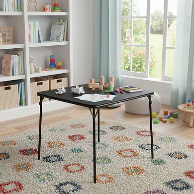 HomeRoots 34" Black Wood and Iron Folding Square Card Table