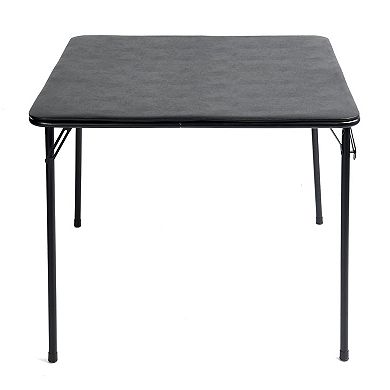 HomeRoots 34" Black Wood and Iron Folding Square Card Table