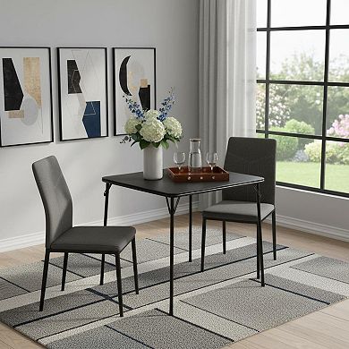 HomeRoots 34" Black Wood and Iron Folding Square Card Table