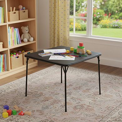 HomeRoots 34" Black Wood and Metal Folding Square Card Table