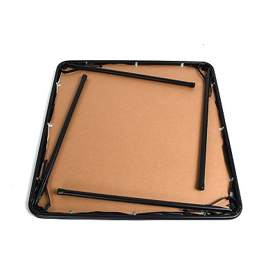 HomeRoots 34" Black Wood and Metal Folding Square Card Table