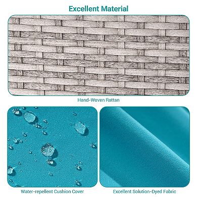 Outdoor Lounge Chaise Patio Rattan Chairs Adjustable Inclination Angles Weather-Resistant Frame