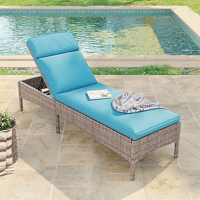 Outdoor Lounge Chaise Patio Rattan Chairs Adjustable Inclination Angles Weather-Resistant Frame