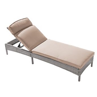 Outdoor Lounge Chaise Patio Rattan Chairs Adjustable Inclination Angles Weather-Resistant Frame