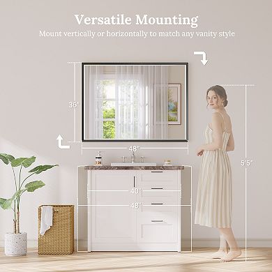 Bathroom Mirror, Beveled Frame Bathroom Mirror for Over Sink, Wall Mirror for Home Decor