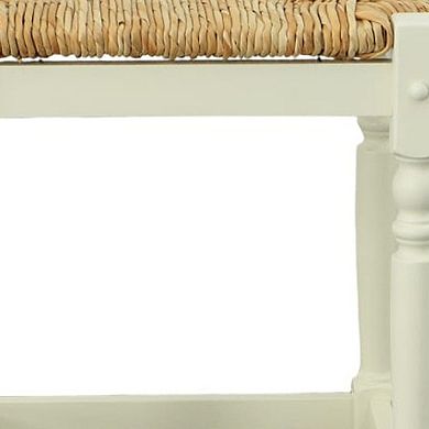 HomeRoots 24" Natural And Antiqued White Solid Wood Backless Counter Height Bar Chair