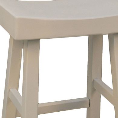 HomeRoots 25" Antiqued White Solid Wood Backless Counter Height Bar Chair