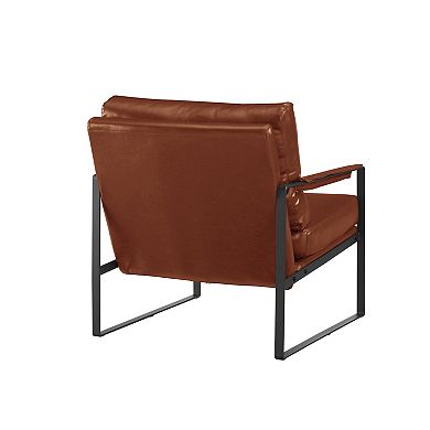HomeRoots 27" Dark Brown Faux Leather And Black Arm Chair
